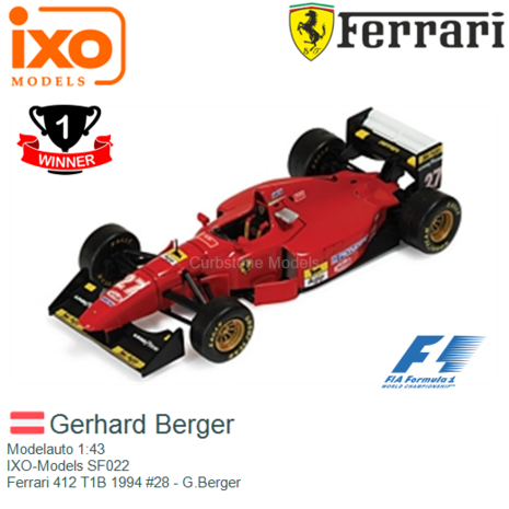 Modelauto 1:43 | IXO-Models SF022 | Ferrari 412 T1B 1994 #28 - G.Berger