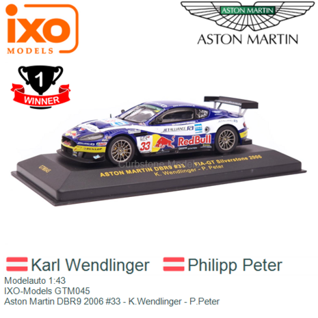 Modelauto 1:43 | IXO-Models GTM045 | Aston Martin DBR9 2006 #33 - K.Wendlinger - P.Peter