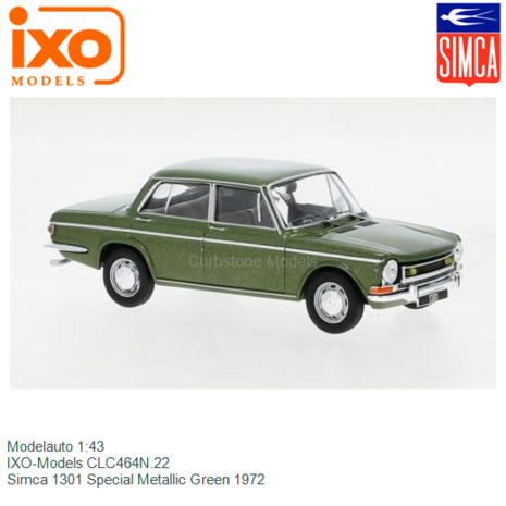 Modelauto 1:43 | IXO-Models CLC464N.22 | Simca 1301 Special Metallic Green 1972