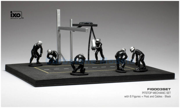 Accessoire 1:43 | IXO-Models FIG003SET | Pit Stop 6 Figures with Decals Zwart | Black 2015