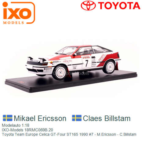 Modelauto 1:18 | IXO-Models 18RMC069B.20 | Toyota Team Europe Celica GT-Four ST165 1990 #7 - M.Ericsson - C.Billstam