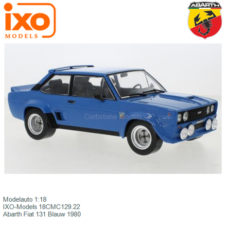 Modelauto 1:18 | IXO-Models 18CMC129.22 | Abarth Fiat 131 Blauw 1980