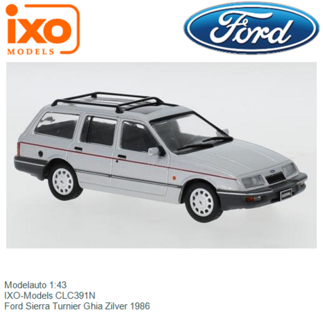 Modelauto 1:43 | IXO-Models CLC391N | Ford Sierra Turnier Ghia Zilver 1986