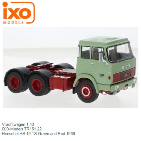 Vrachtwagen 1:43 | IXO-Models TR151.22 | Henschel HS 19 TS Green and Red 1966