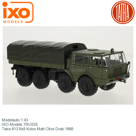 Modelauto 1:43 | IXO-Models TRU025 | Tatra 813 8x8 Kolos Matt Olive Drab 1968