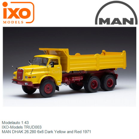 Modelauto 1:43 | IXO-Models TRUD003 | MAN DHAK 26.280 6x6 Dark Yellow and Red 1971