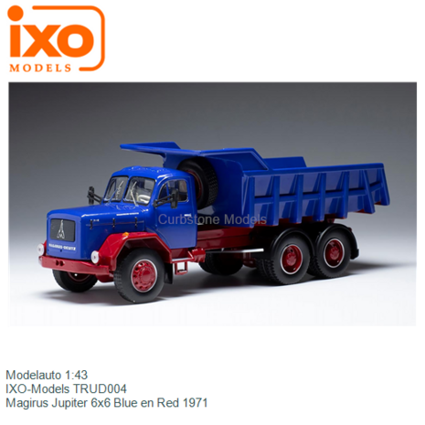 Modelauto 1:43 | IXO-Models TRUD004 | Magirus Jupiter 6x6 Blue en Red 1971