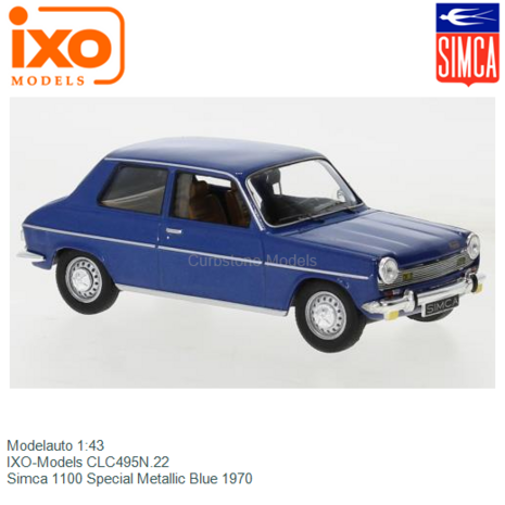 Modelauto 1:43 | IXO-Models CLC495N.22 | Simca 1100 Special Metallic Blue 1970