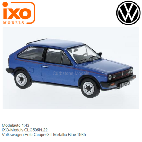 Modelauto 1:43 | IXO-Models CLC505N.22 | Volkswagen Polo Coupe GT Metallic Blue 1985