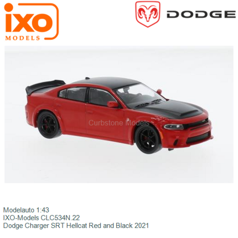 Modelauto 1:43 | IXO-Models CLC534N.22 | Dodge Charger SRT Hellcat Red and Black 2021