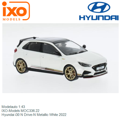 Modelauto 1:43 | IXO-Models MOC336.22 | Hyundai i30 N Drive-N Metallic White 2022