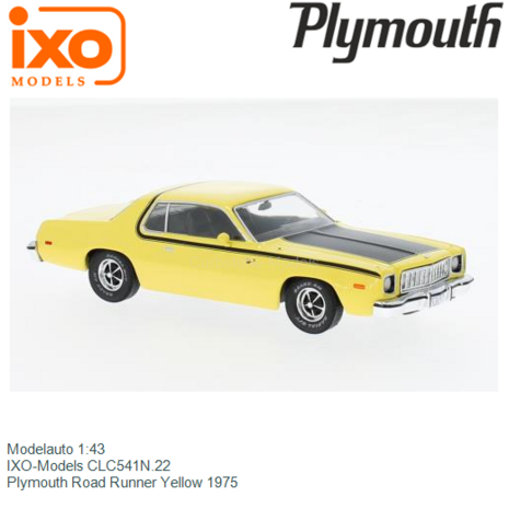 Modelauto 1:43 | IXO-Models CLC541N.22 | Plymouth Road Runner Yellow 1975