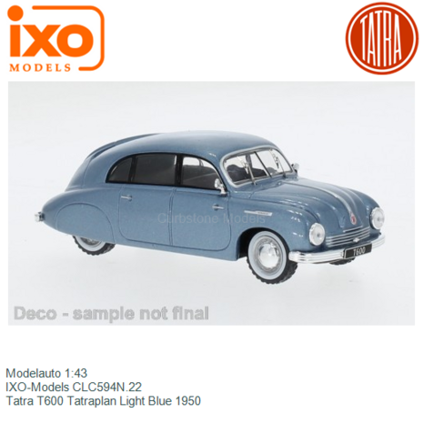 Modelauto 1:43 | IXO-Models CLC594N.22 | Tatra T600 Tatraplan Light Blue 1950