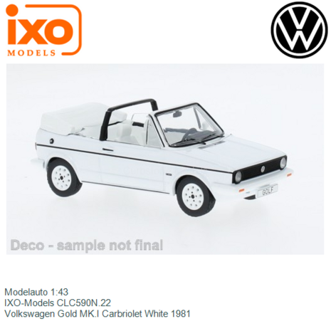 Modelauto 1:43 | IXO-Models CLC590N.22 | Volkswagen Gold MK.I Carbriolet White 1981