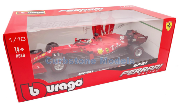 Modelauto 1:18 | Bburago 18-16809S | Scuderia Ferrari SF21 2021 #55 - C.Sainz