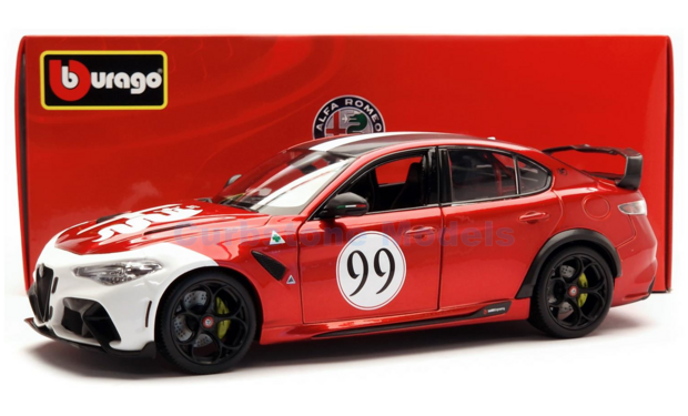 Modelauto 1:18 | Bburago 01449R/W | Alfa Romeo Giulia GTAM Racing Red 2020 #99