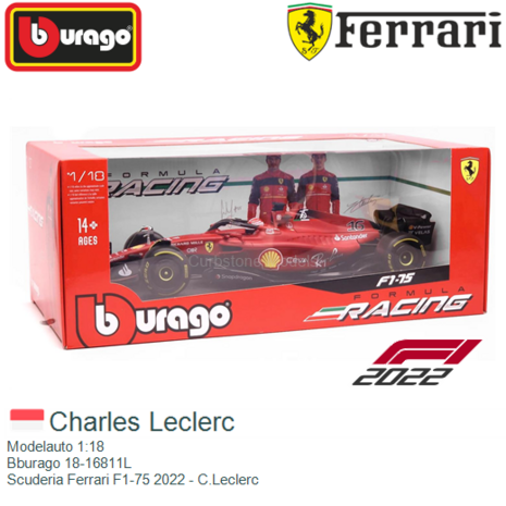 Modelauto 1:18 | Bburago 18-16811L | Scuderia Ferrari F1-75 2022 - C.Leclerc