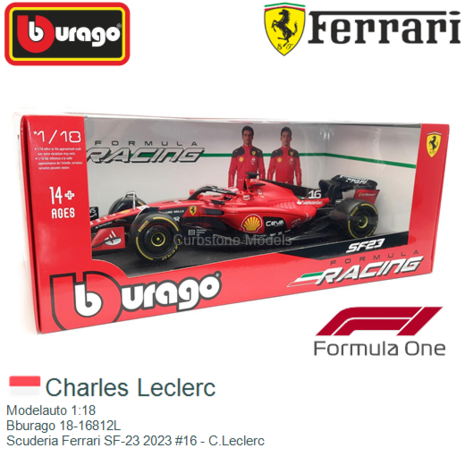 Modelauto 1:18 | Bburago 18-16812L | Scuderia Ferrari SF-23 2023 #16 - C.Leclerc