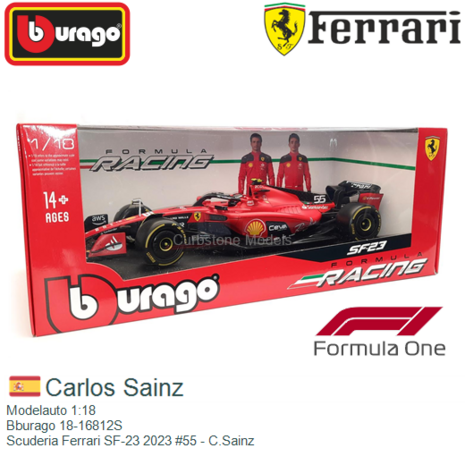 Modelauto 1:18 | Bburago 18-16812S | Scuderia Ferrari SF-23 2023 #55 - C.Sainz