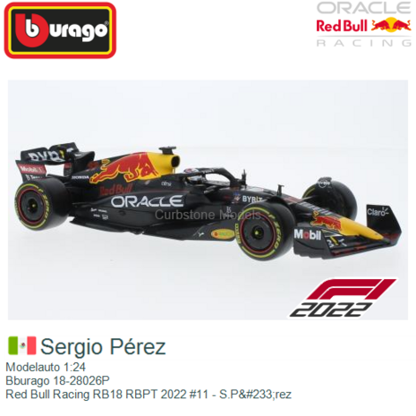 Modelauto 1:24 | Bburago 18-28026P | Red Bull Racing RB18 RBPT 2022 #11 - S.P&#233;rez