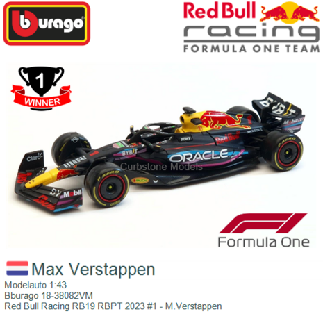 Modelauto 1:43 | Bburago 18-38082VM | Red Bull Racing RB19 RBPT 2023 #1 - M.Verstappen