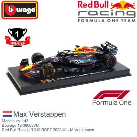 Modelauto 1:43 | Bburago 18-38083VM | Red Bull Racing RB19 RBPT 2023 #1 - M.Verstappen