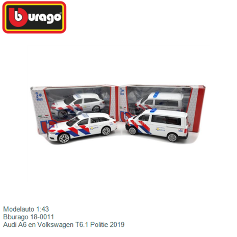 Modelauto 1:43 | Bburago 18-0011 | Audi A6 en Volkswagen T6.1 Politie 2019