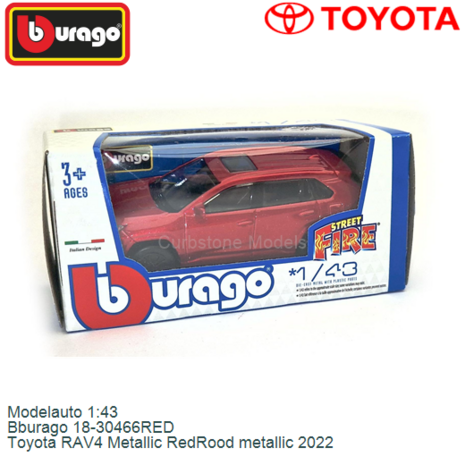 Modelauto 1:43 | Bburago 18-30466RED | Toyota RAV4 Metallic RedRood metallic 2022