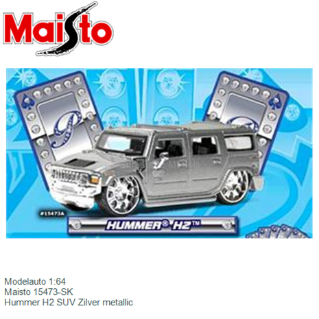 Modelauto 1:64 | Maisto 15473-SK | Hummer H2 SUV Zilver metallic