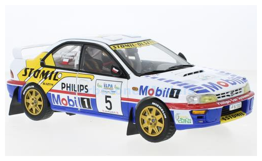 Modelauto 1:18 | Sunstar 5519 | Subaru Impreza 22B A8 | Stomil Olsztyn Mobil1 Rally Team 1997 #5 - K.Holowczyc  - M.Wislawski