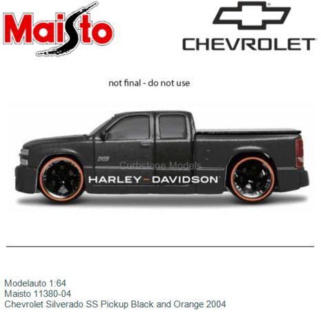 Modelauto 1:64 | Maisto 11380-04 | Chevrolet Silverado SS Pickup Black and Orange 2004