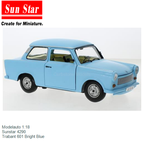 Modelauto 1:18 | Sunstar 4290 | Trabant 601 Bright Blue