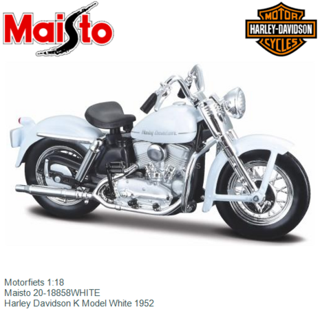 Motorfiets 1:18 | Maisto 20-18858WHITE | Harley Davidson K Model White 1952