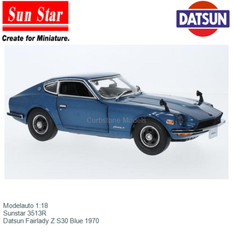 Modelauto 1:18 | Sunstar 3513R | Datsun Fairlady Z S30 Blue 1970