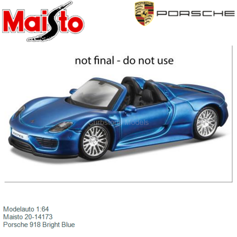 Modelauto 1:64 | Maisto 20-14173 | Porsche 918 Bright Blue