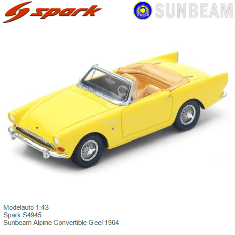 Modelauto 1:43 | Spark S4945 | Sunbeam Alpine Convertible Geel 1964