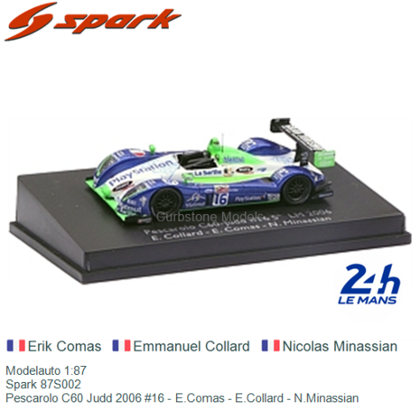 Modelauto 1:87 | Spark 87S002 | Pescarolo C60 Judd 2006 #16 - E.Comas - E.Collard - N.Minassian