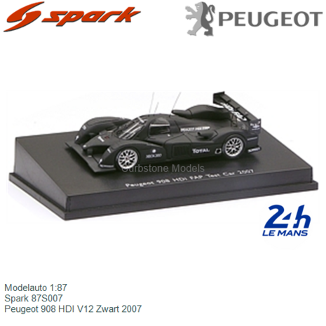 Modelauto 1:87 | Spark 87S007 | Peugeot 908 HDI V12 Zwart 2007