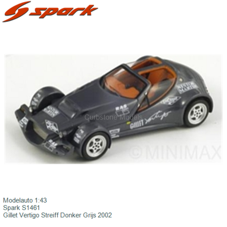 Modelauto 1:43 | Spark S1461 | Gillet Vertigo Streiff Donker Grijs 2002