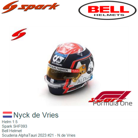 Helm 1:5 | Spark 5HF093 | Bell Helmet | Scuderia AlphaTauri 2023 #21 - N.de Vries