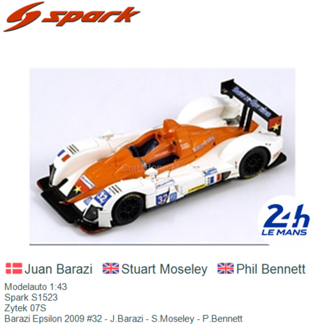 Modelauto 1:43 | Spark S1523 | Zytek 07S | Barazi Epsilon 2009 #32 - J.Barazi - S.Moseley - P.Bennett