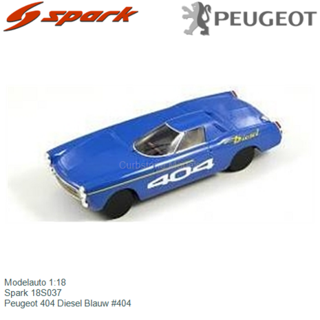 Modelauto 1:18 | Spark 18S037 | Peugeot 404 Diesel Blauw #404