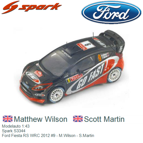 Modelauto 1:43 | Spark S3344 | Ford Fiesta RS WRC 2012 #9 - M.Wilson - S.Martin