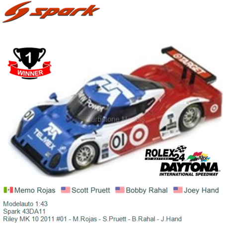 Modelauto 1:43 | Spark 43DA11 | Riley MK 10 2011 #01 - M.Rojas - S.Pruett - B.Rahal - J.Hand