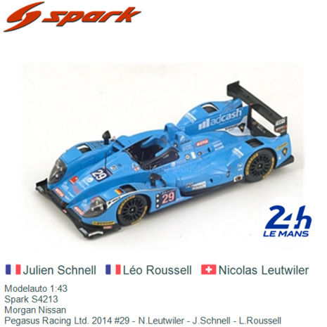 Modelauto 1:43 | Spark S4213 | Morgan Nissan | Pegasus Racing Ltd. 2014 #29 - N.Leutwiler - J.Schnell - L.Roussell