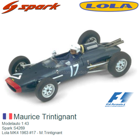 Modelauto 1:43 | Spark S4269 | Lola MK4 1963 #17 - M.Trintignant