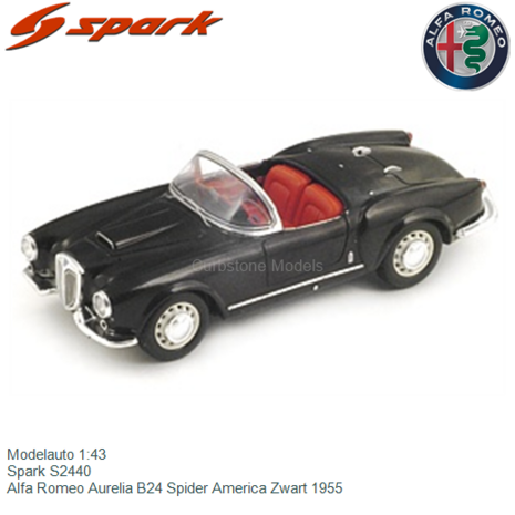 Modelauto 1:43 | Spark S2440 | Alfa Romeo Aurelia B24 Spider America Zwart 1955