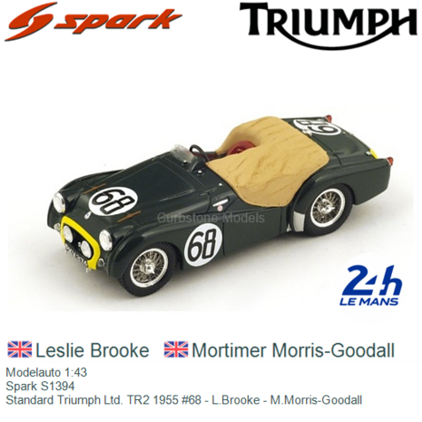 Modelauto 1:43 | Spark S1394 | Standard Triumph Ltd. TR2 1955 #68 - L.Brooke - M.Morris-Goodall