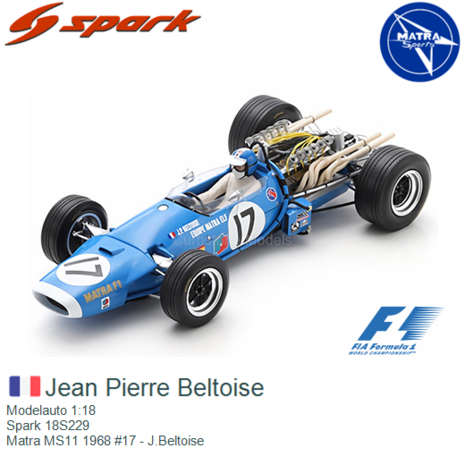 Modelauto 1:18 | Spark 18S229 | Matra MS11 1968 #17 - J.Beltoise