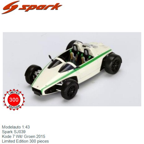 Modelauto 1:43 | Spark SJ039 | Kode 7 Wit/ Groen 2015